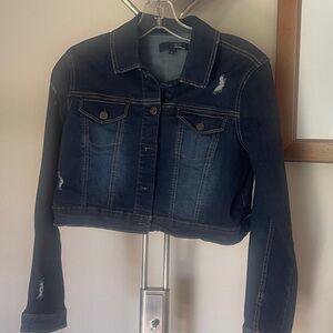 1822 Denim Dark Blue Jean Crop Jacket